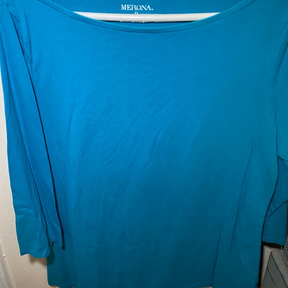 Merona Blue 3/4 Inch Sleeve Shirt